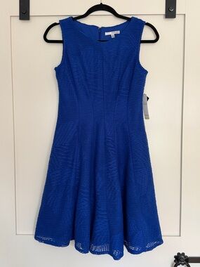 Studio One Royal Blue Textured Fit-and-Flare Dress